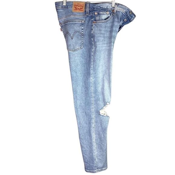 Levis Jeans Women 32 Blue High Rise Wedgie Straight Button Fly Stretch Distress - Picture 4 of 12